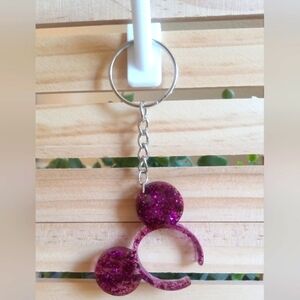 Purple Glitter Mickey Mouse Keychain